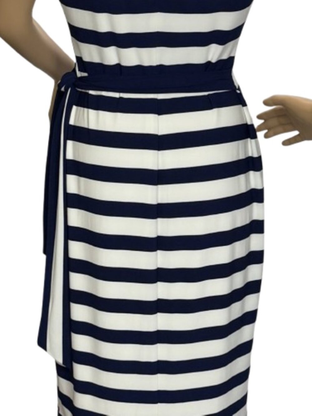 Lauren Ralph Lauren Nautical Stripe Draped Faux Wrap Dress - Picture 7 of 8